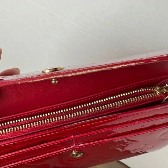 Louis Vuitton Candy Apple Red Patent Leather Vernis Wallet with Chain